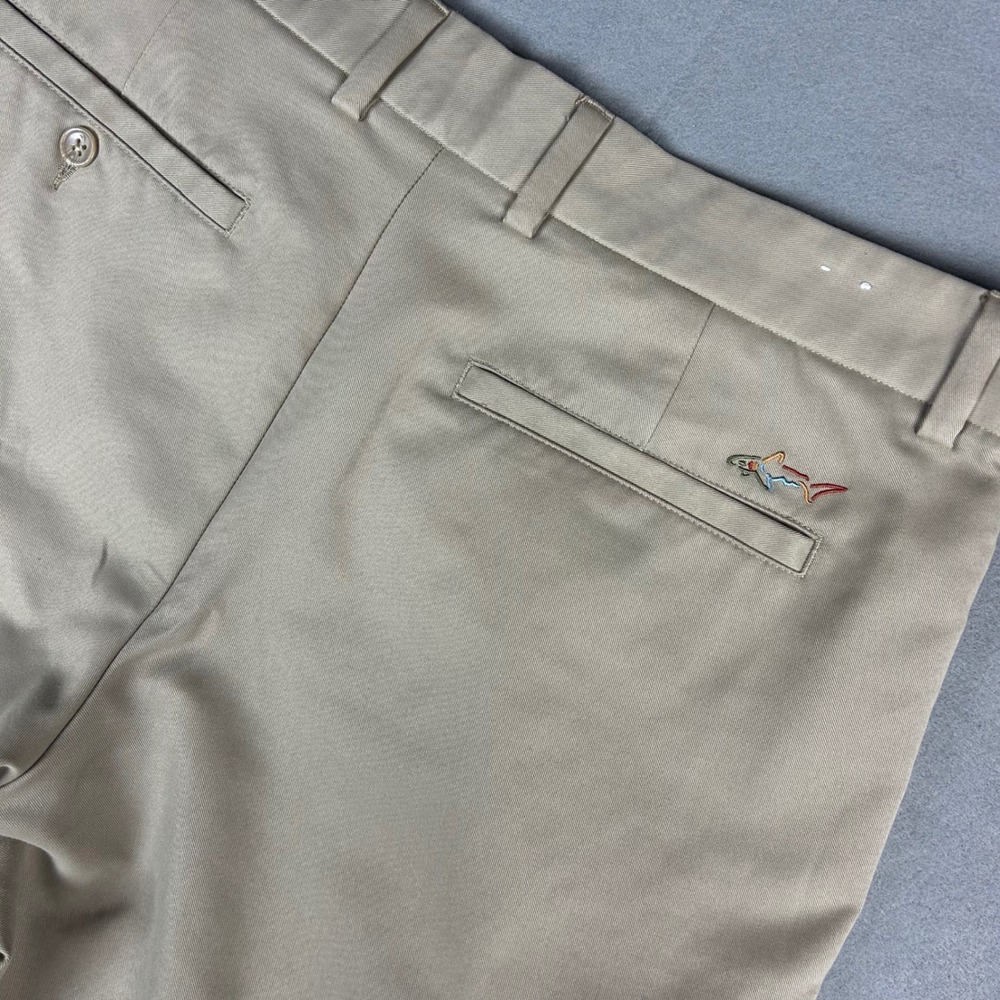 Greg Norman for Tasso Elba Golf Shorts Men 34 Tan Performance Flat Front Khaki - Picture 10 of 10